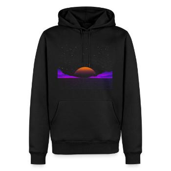 Vaporwave Outrun | Retro Achtziger Action Grafik - Männer Premium Bio Hoodie - Schwarz - Vorne - Nico (187cm)