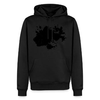 Stain black dot blob - Men’s Premium Organic Hoodie - black - Front - Nico (187cm)