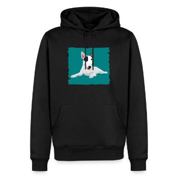 Bullterrier, Hund - Männer Premium Bio Hoodie - Schwarz - Vorne - Nico (187cm)