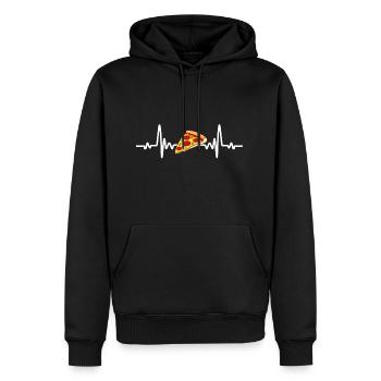 Herzschlag Pizza, Heartbeat, Comic, lecker - Männer Premium Bio Hoodie - Schwarz - Vorne - Nico (187cm)