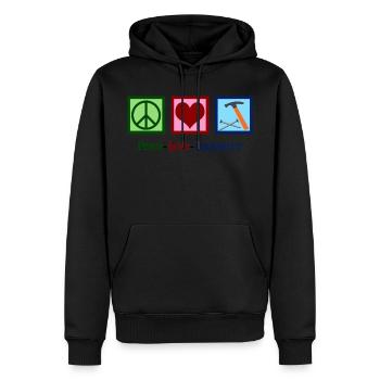 Peace Love Carpentry - Men’s Premium Organic Hoodie - black - Front - Nico (187cm)