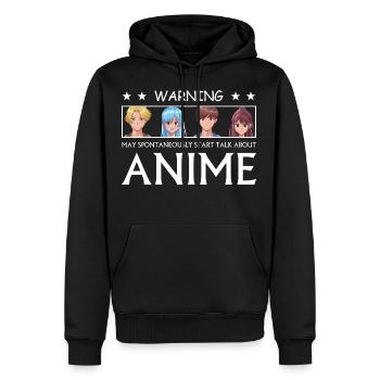 AVERTISSEMENT ANIME - Sweat à capuche Premium bio Homme - noir - Devant - Nico (187cm)