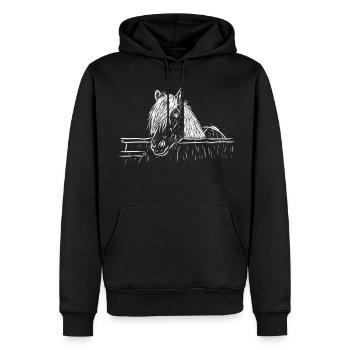Cheval - Sweat à capuche Premium bio Homme - noir - Devant - Nico (187cm)