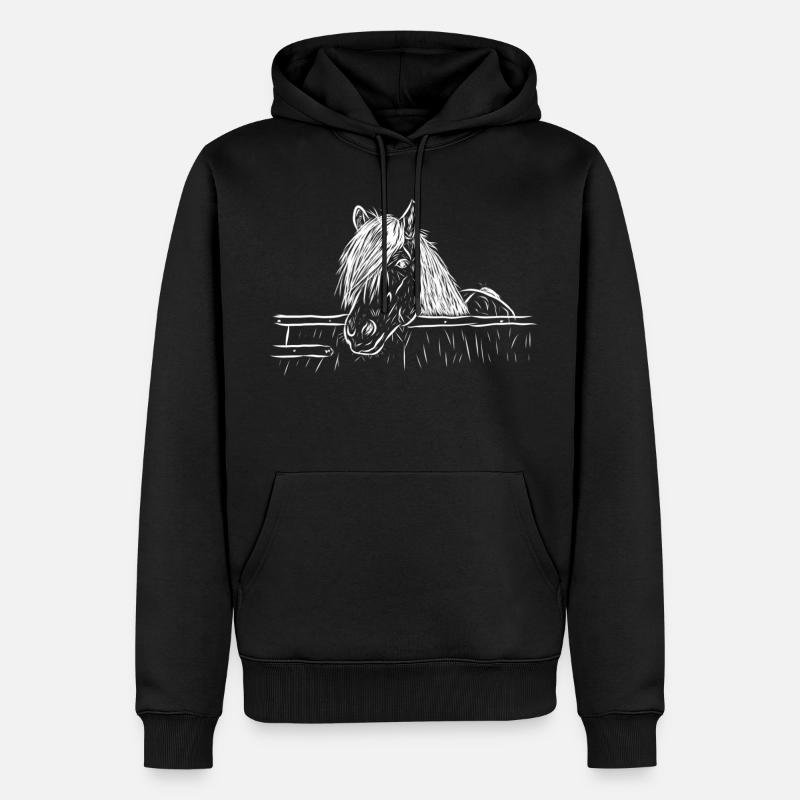 Pferd - Männer Premium Bio Hoodie - Schwarz