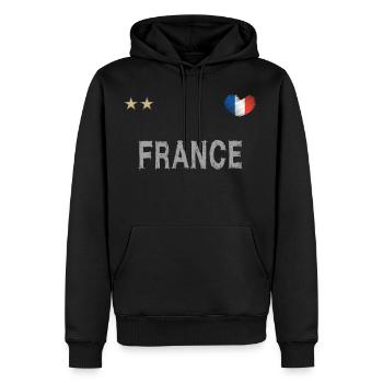 Maillot de foot France avec coeur - Sweat à capuche Premium bio Homme - noir - Devant - Nico (187cm)