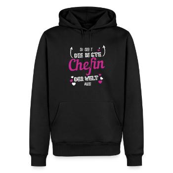 So sieht die beste Chefin der Welt aus! - Männer Premium Bio Hoodie - Schwarz - Vorne - Nico (187cm)