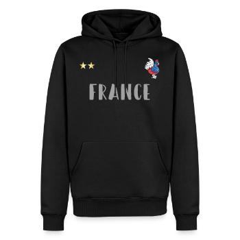 Frankreich Fußball Trikot mit Gallischem Hahn - Männer Premium Bio Hoodie - Schwarz - Vorne - Nico (187cm)