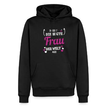 So sieht die beste Frau der Welt aus - Männer Premium Bio Hoodie - Schwarz - Vorne - Nico (187cm)