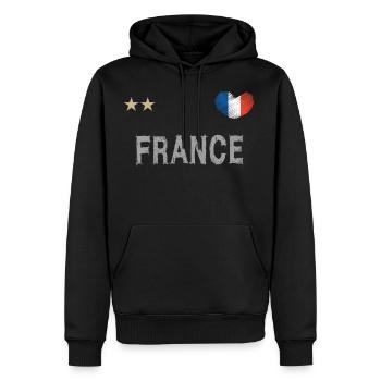 Frankreich Fußball Trikot mit Herz - Männer Premium Bio Hoodie - Schwarz - Vorne - Nico (187cm)