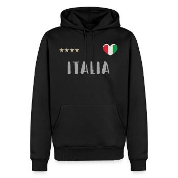 Drapeau de football d’Italie avec le cœur - Sweat à capuche Premium bio Homme - noir - Devant - Nico (187cm)