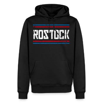 Rostock - Männer Premium Bio Hoodie - Schwarz - Vorne - Nico (187cm)