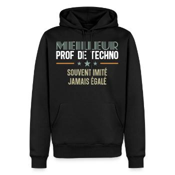 professeur de technologies prof de techno souvent - Sweat à capuche Premium bio Homme - noir - Devant - Nico (187cm)
