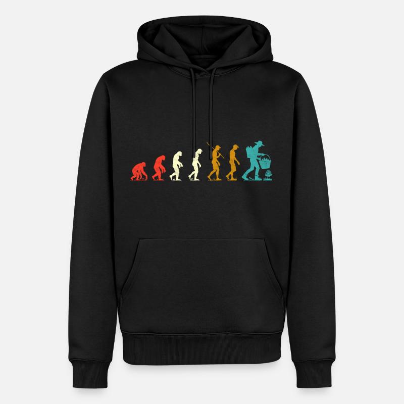 Evolution der Morcheln - Männer Premium Bio Hoodie - Schwarz
