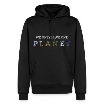 Nous n’avons qu’une seule planète - Sweat à capuche Premium bio Homme - noir - Devant - Nico (187cm)