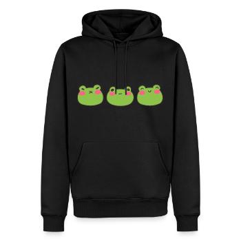 Cute Kawaii Frog Heads with Different Emotions - Men’s Premium Organic Hoodie - black - Front - Nico (187cm)