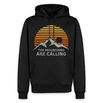 Berge rufen Sonnenuntergangsstreifen - Männer Premium Bio Hoodie - Schwarz - Vorne - Nico (187cm)