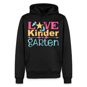 Love Kindergarten - Star and Arrow - Men’s Premium Organic Hoodie - black - Front - Nico (187cm)
