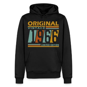 Original Vintage 1966 Limited Edition 60 Years  - Männer Premium Bio Hoodie - Schwarz - Vorne - Nico (187cm)