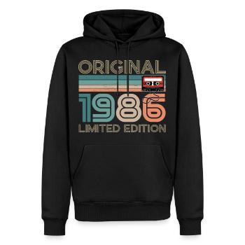 40 ans 40e Anniversaire 1986 Original Vintage - Sweat à capuche Premium bio Homme - noir - Devant - Nico (187cm)