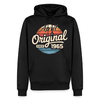 Né en avril 1965 - 61e anniversaire avril 1965 - Sweat à capuche Premium bio Homme - noir - Devant - Nico (187cm)