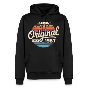 Né en avril 1967 - 59e anniversaire avril 1967 - Sweat à capuche Premium bio Homme - noir - Devant - Nico (187cm)