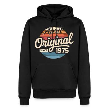 Né en avril 1975 - 51e anniversaire avril 1975 - Sweat à capuche Premium bio Homme - noir - Devant - Nico (187cm)