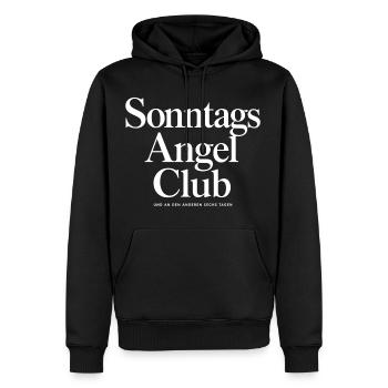 Sonntags Angel Club und an den anderen sechs Tagen - Männer Premium Bio Hoodie - Schwarz - Vorne - Nico (187cm)