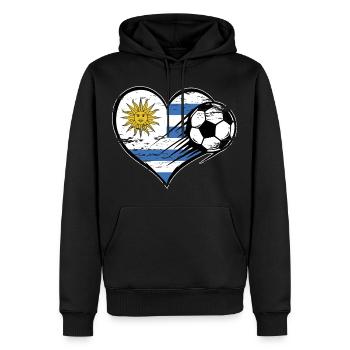Uruguay Flagge Fußball mit Herz used - Männer Premium Bio Hoodie - Schwarz - Vorne - Nico (187cm)