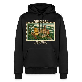 Portugal Sintra Vintage Reisemarke - Männer Premium Bio Hoodie - Schwarz - Vorne - Nico (187cm)