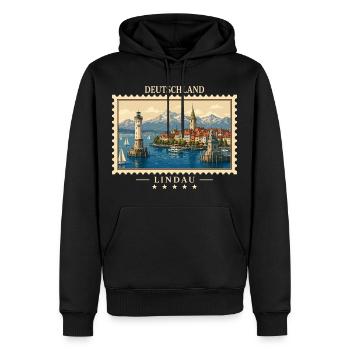 Deutschland Lindau Vintage Reisemarke - Männer Premium Bio Hoodie - Schwarz - Vorne - Nico (187cm)