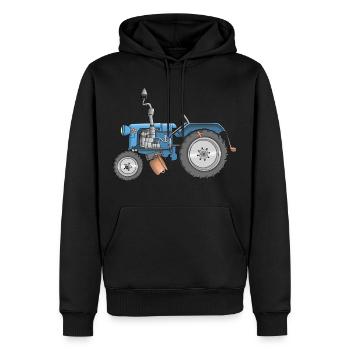 cooler Traktor - Landwirtschaft - Cartoon - Männer Premium Bio Hoodie - Schwarz - Vorne - Nico (187cm)