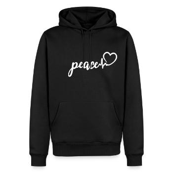 peace heartbeat peace love peace - Men’s Premium Organic Hoodie - black - Front - Nico (187cm)