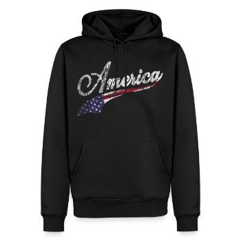 vintage 4th July America Patriotic Fourth family - Men’s Premium Organic Hoodie - black - Front - Nico (187cm)
