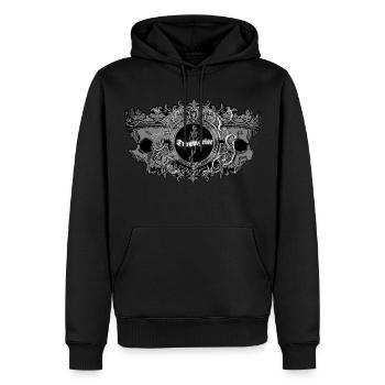 Traumgeist Skelettkönig mit Spiegel - Männer Premium Bio Hoodie - Schwarz - Vorne - Nico (187cm)