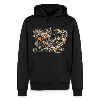 petit caiman - Sweat à capuche Premium bio Homme - noir - Devant - Nico (187cm)