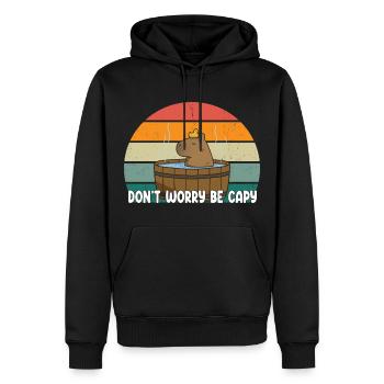 Don't Worry Be Capy Süßes Capybara - Männer Premium Bio Hoodie - Schwarz - Vorne - Nico (187cm)