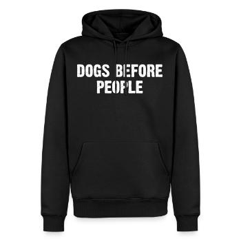 Les chiens avant les humains - Sweat à capuche Premium bio Homme - noir - Devant - Nico (187cm)