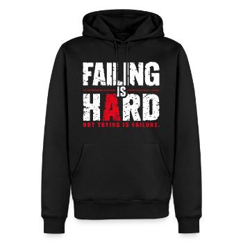 Scheitern ist Schwer Motivationsspruch - Männer Premium Bio Hoodie - Schwarz - Vorne - Nico (187cm)