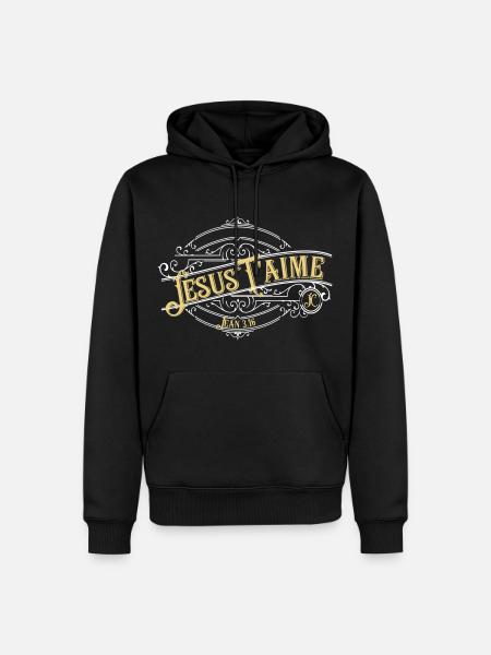 Jesus liebt dich - Männer Premium Bio Hoodie - Schwarz