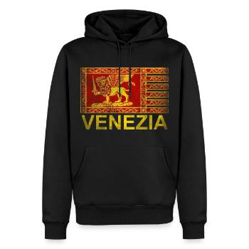 Flag Venice, Serenissima, St. Mark's Lion - Men’s Premium Organic Hoodie - black - Front - Nico (187cm)