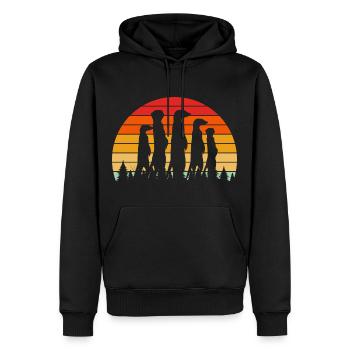 Erdmännchen Zoo Safari Tier Retro - Männer Premium Bio Hoodie - Schwarz - Vorne - Nico (187cm)