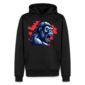 Verrückter Gorilla - Männer Premium Bio Hoodie - Schwarz - Vorne - Nico (187cm)