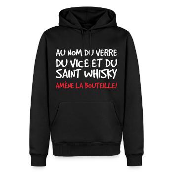 Au Nom Du Verre Du Vice Et Du Saint Whisky - Sweat à capuche Premium bio Homme - noir - Devant - Nico (187cm)