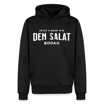 Jetzt haben wir den Salat - Männer Premium Bio Hoodie - Schwarz - Vorne - Nico (187cm)