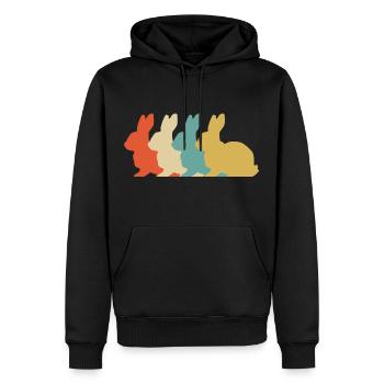 Retro Hase - Männer Premium Bio Hoodie - Schwarz - Vorne - Nico (187cm)