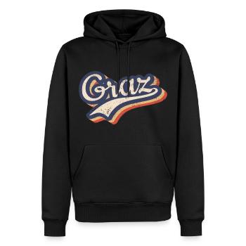 Steiermark Graz Vintage Hippie Typografie - Männer Premium Bio Hoodie - Schwarz - Vorne - Nico (187cm)