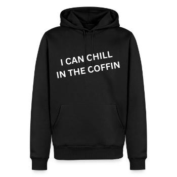 I can chill in the coffin - Spruch - Männer Premium Bio Hoodie - Schwarz - Vorne - Nico (187cm)