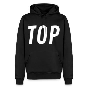 Top oder Bottom - Männer Premium Bio Hoodie - Schwarz - Vorne - Nico (187cm)
