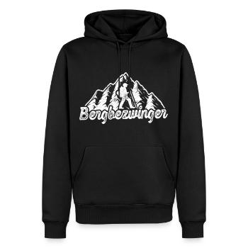 Bergbezwinger Wanderer Berg Wald Wandern - Männer Premium Bio Hoodie - Schwarz - Vorne - Nico (187cm)