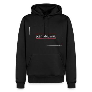 plan.do.win - Men’s Premium Organic Hoodie - black - Front - Nico (187cm)